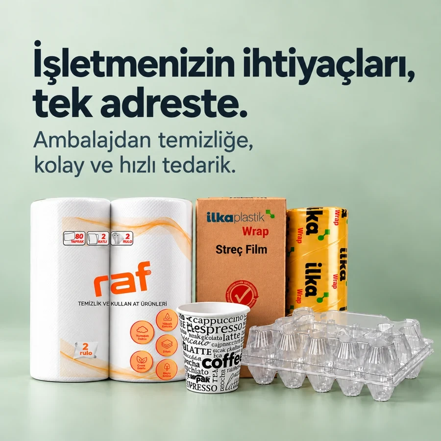 İşletmenizin ihtiyaçları, tek adreste. Ambalajdan temizliğe, kolay ve hızlı tedarik.